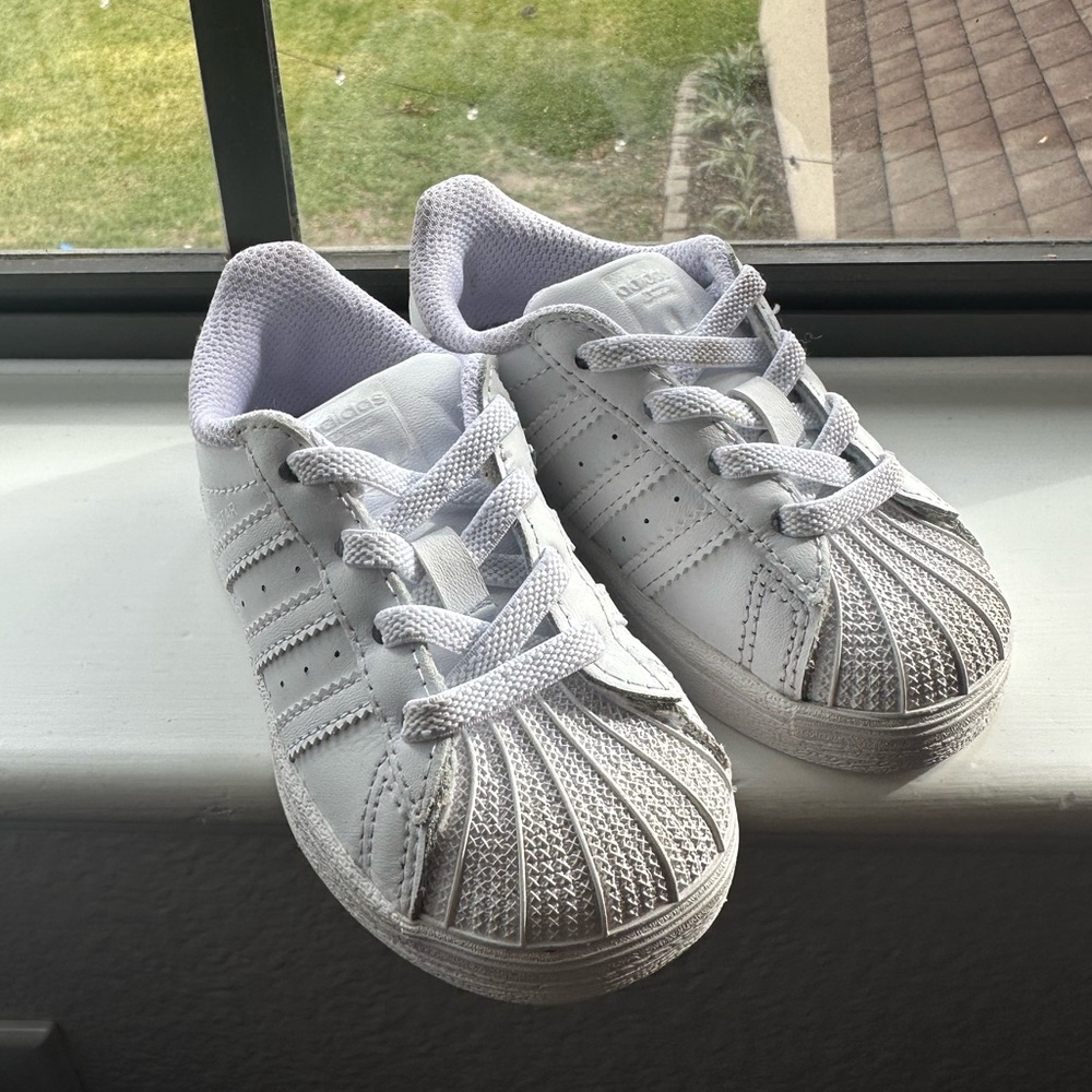 White Toddler Adidas Superstar Shoes